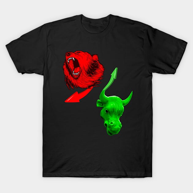 Stock Market Bull Vs Bear - Day Trading Stocks - Investing - Crypto T-Shirt by Trade Theory